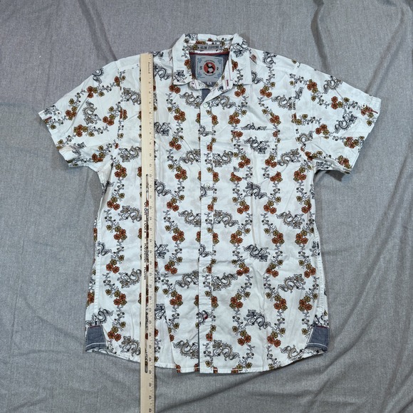 Disco Panda Shirt Mens Large Dragon Floral Print Slim Fit Summer Graphic Tee - Picture 5 of 11